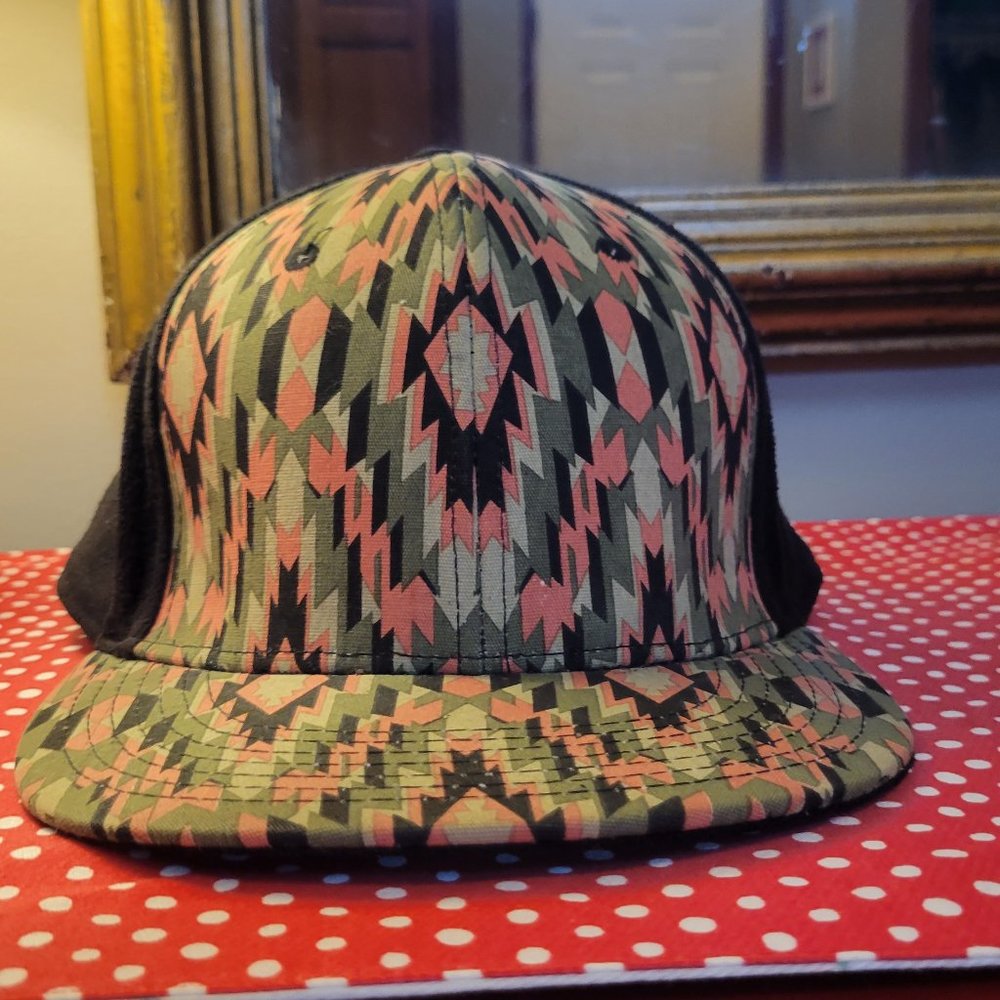 Southwestern suede snapback baseball cap